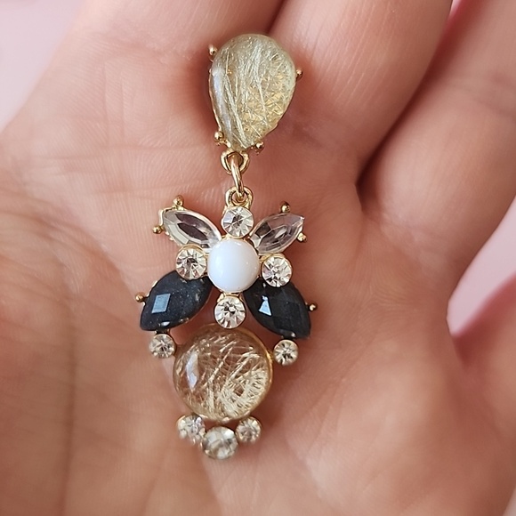 Navy And Gold Earrings - Picture 2 of 3